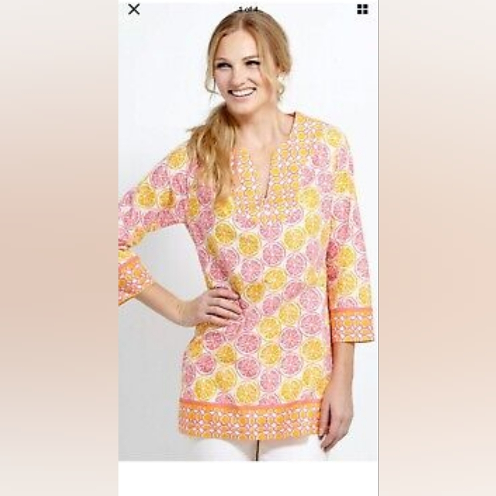 Vineyard Vines Pink Grapefruit Oversized Tunic Top Beach Coverup S